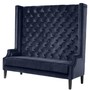 Casa Padrino Luxus Hochlehnsofa Mitternachtsblau / Schwarz 160 x 68 x H. 160 cm - Luxus Chesterfield Samtsofa