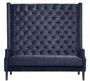 Casa Padrino Luxus Hochlehnsofa Mitternachtsblau / Schwarz 160 x 68 x H. 160 cm - Luxus Chesterfield Samtsofa