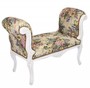 Casa Padrino Barock Schemel Hocker Blumen Muster / Antik Wei� - Sitzbank - Barock M�bel Bank B!
