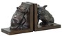 Casa Padrino Luxus Buchst�tzen Set Katze & Hund Bronze / Braun 18 x 18 x H. 10 cm - Deko Bronzefiguren mit Holzsockel