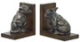 Casa Padrino Luxus Buchst�tzen Set Katze & Hund Bronze / Braun 18 x 18 x H. 10 cm - Deko Bronzefiguren mit Holzsockel