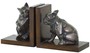 Casa Padrino Luxus Buchst�tzen Set Katze & Hund Bronze / Braun 18 x 18 x H. 10 cm - Deko Bronzefiguren mit Holzsockel