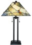 Casa Padrino Luxus Tiffany Tischleuchte Mehrfarbig / Schwarz 45 x 45 x H. 75 cm - Luxus Tischlampe