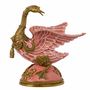 Casa Padrino Barock Skulptur Gans Rose / Gold - Messing / Porzellan 33.4 x 22.8 x H 38.7 cm Mod2 - Rokoko Antik Stil Jugendstil Figur 