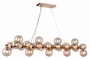 Casa Padrino Designer H�ngeleuchte Gold 123,5 x 23,8 x H. 22,8 cm - Moderne Wohnzimmerlampe mit bernsteinfarbenem Glas