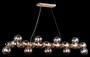 Casa Padrino Designer H�ngeleuchte Gold 123,5 x 23,8 x H. 22,8 cm - Moderne Wohnzimmerlampe mit bernsteinfarbenem Glas