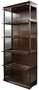 Casa Padrino Luxus Mahagoni B�cherschrank mit 5 Glast�ren und LED Beleuchtung Dunkelbraun 90 x 39 x H. 223 cm - Luxus B�rom�bel