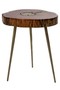 Casa Padrino Luxus Dreibein Beistelltisch Braun / Messingfarben 28 x 36 x H. 46 cm - Moderner Tisch im Baumscheiben Design und Messingf�llung