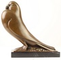 Casa Padrino Luxus Bronzefigur Taube mit Marmorsockel Bronze / Schwarz 31,3 x 9,5 x H. 29,2 cm - Dekofigur