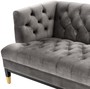 Casa Padrino Luxus Wohnzimmer Sofa Grau / Schwarz / Messingfarben 230 x 85 x H. 79 cm - Chesterfield Samtsofa