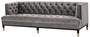 Casa Padrino Luxus Wohnzimmer Sofa Grau / Schwarz / Messingfarben 230 x 85 x H. 79 cm - Chesterfield Samtsofa