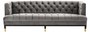 Casa Padrino Luxus Wohnzimmer Sofa Grau / Schwarz / Messingfarben 230 x 85 x H. 79 cm - Chesterfield Samtsofa