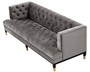 Casa Padrino Luxus Wohnzimmer Sofa Grau / Schwarz / Messingfarben 230 x 85 x H. 79 cm - Chesterfield Samtsofa