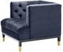 Casa Padrino Luxus Wohnzimmer Sessel Mitternachtsblau / Schwarz / Messingfarben 93 x 85 x H. 79 cm - Chesterfield M�bel