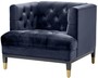 Casa Padrino Luxus Wohnzimmer Sessel Mitternachtsblau / Schwarz / Messingfarben 93 x 85 x H. 79 cm - Chesterfield M�bel