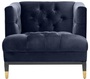 Casa Padrino Luxus Wohnzimmer Sessel Mitternachtsblau / Schwarz / Messingfarben 93 x 85 x H. 79 cm - Chesterfield M�bel