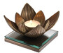 Casa Padrino Luxus Teelichthalter Lotusblume Vintage Messingfarben 16 x 16 x H. 10,5 cm - Deko Accessoires