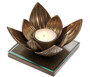 Casa Padrino Luxus Teelichthalter Lotusblume Vintage Messingfarben 16 x 16 x H. 10,5 cm - Deko Accessoires