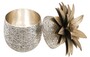 Casa Padrino Luxus Ananas Dose mit Deckel Antik Silber / Antik Messing  16 x H. 28 cm - Designer Deko Accessoires