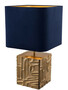 Casa Padrino Luxus Tischleuchte Vintage Messingfarben / Blau 35 x 35 x H. 62 cm - Designer Lampe