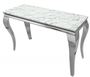  Casa Padrino Designer  Konsole mit Marmor 140 cm Weiss / Grau - Modern Barock