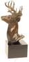Casa Padrino Luxus Hirschkopf Bronzefigur Bronze / Gold / Grau H. 50 cm - Elegante Dekofigur mit Marmorsockel 