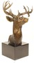 Casa Padrino Luxus Hirschkopf Bronzefigur Bronze / Gold / Grau H. 50 cm - Elegante Dekofigur mit Marmorsockel 