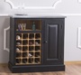 Casa Padrino Landhausstil Weinschrank Schwarz / Naturfarben / Silber 90 x 41 x H. 90 cm - Weinschrank mit T�r und verzinkter Platte
