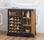 Casa Padrino Landhausstil Weinschrank Schwarz / Naturfarben / Silber 90 x 41 x H. 90 cm - Weinschrank mit T�r und verzinkter Platte