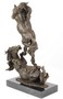 Casa Padrino Luxus Bronze Skulptur K�mpfende Pferde Bronze / Schwarz 33 x 14,3 x H. 51 cm - Deko Bronzefigur mit Marmorsockel