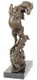 Casa Padrino Luxus Bronze Skulptur K�mpfende Pferde Bronze / Schwarz 33 x 14,3 x H. 51 cm - Deko Bronzefigur mit Marmorsockel