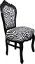 Casa Padrino Barock Esszimmer Stuhl ohne Armlehnen Schwarz / Zebra - Antik M�bel Zebra
