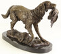 Casa Padrino Luxus Bronze Skulptur Jagdhund Bronze / Gold / Schwarz H. 28 cm - Bronzefigur mit Marmorsockel 