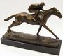 Casa Padrino Luxus Bronze Skulptur Jockey mit Pferd Bronze / Gold / Schwarz 29 x 7,9 x H. 21,4 cm - Dekofigur 