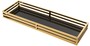 Casa Padrino Luxus Serviertablett Gold / Schwarz 60 x 20 x H. 5,5 cm - Edelstahl Tablett mit schwarzem Spiegelglas