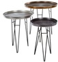 Casa Padrino Luxus Wohnzimmer Beistelltisch Set Bronze / Silber / Grau  50 x H. 60 cm - Runde Metall Beistelltische