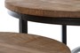 Casa Padrino Luxus Couchtisch 3er Set Naturfarben / Schwarz  78 x H. 48 cm - Runde Wohnzimmertische mit halbrundem Metall Untergestell 