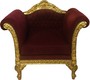 Casa Padrino Barock Lounge Sessel Bordeaux Rot / Gold M�bel Antik Stil - Wohnzimmer Club M�bel Sessel - Limited Edition 