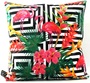 Casa Padrino Luxus Kissen Miami Flamingos & Flowers Mehrfarbig 45 x 45 cm - Feinster Samtstoff - Deko Wohnzimmer Kissen 