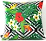 Casa Padrino Luxus Kissen Miami Flowers Schwarz / Wei� / Mehrfarbig 45 x 45 cm - Feinster Samtstoff - Wohnzimmer Deko Zierkissen 