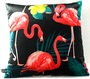 Casa Padrino Luxus Kissen Malibu Flamingos Schwarz / Mehrfarbig 45 x 45 cm - Feinster Samtstoff - Deko Wohnzimmer Kissen 