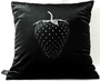 Casa Padrino Luxus Deko Kissen Strawberry mit Bling Bling Glitzersteinen Schwarz / Silber 45 x 45 cm - Feinster Samtstoff - Luxus Deko Accessoires