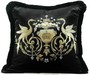 Harald Gl��ckler Luxus Deko Kissen Pomp��s by Casa Padrino Krone & Schw�ne mit Strass Steinen Schwarz / Gold - Feinster Samtstoff - Gl��ckler Kissen 