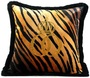 Harald Gl��ckler Luxus Deko Kissen Pomp��s by Casa Padrino Krone Deluxe Tiger mit Strass Steinen Schwarz / Orange / Gold - Feinster Samtstoff - Gl��ckler Kissen 