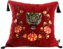 Casa Padrino Luxus Deko Kissen mit Troddeln Tiger Rot / Mehrfarbig 45 x 45 cm - Feinster Samtstoff - Luxus Qualit�t 