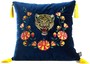 Casa Padrino Luxus Deko Kissen mit Troddeln Tiger Blau / Mehrfarbig 45 x 45 cm - Feinster Samtstoff - Luxus Qualit�t 