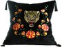 Casa Padrino Luxus Deko Kissen mit Troddeln Tiger Schwarz / Mehrfarbig 45 x 45 cm - Feinster Samtstoff - Luxus Qualit�t 