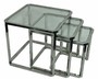 Casa Padrino Luxus Beistelltisch Set Silber 60 x 60 x H. 55 cm - Stahl Beistelltische mit Glasplatte 