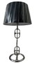 Casa Padrino Designer Tischleuchte Silber / Schwarz  25 x H. 58 cm - Luxus Lampe mit rundem Lampenschirm 