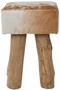 Casa Padrino Landhausstil Fellhocker Braun / Wei� / Naturfarben 30 x 30 x H. 45 cm - Sitzhocker mit Massivholz Beinen